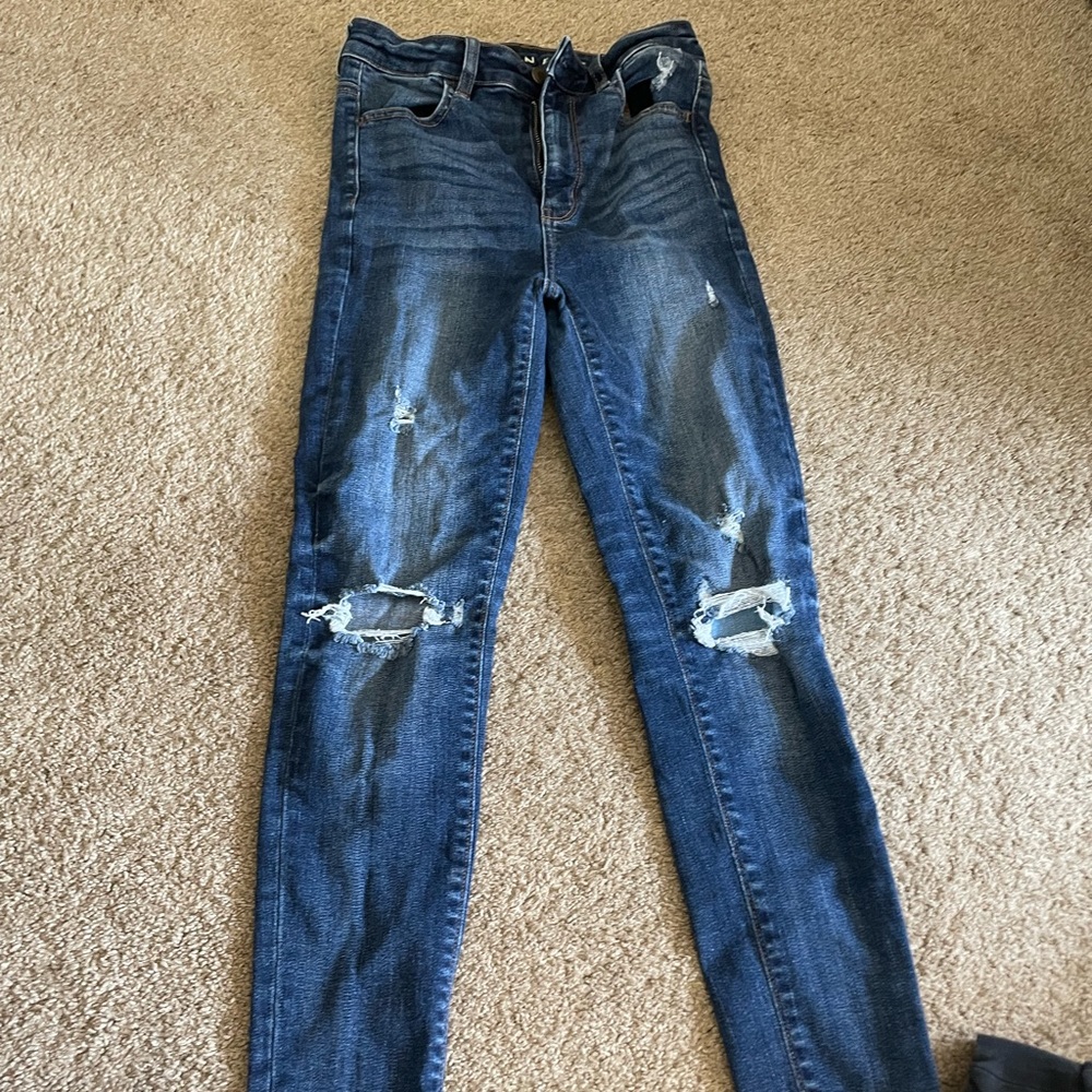 high waisted american eagle skinny jeans, super stretchy